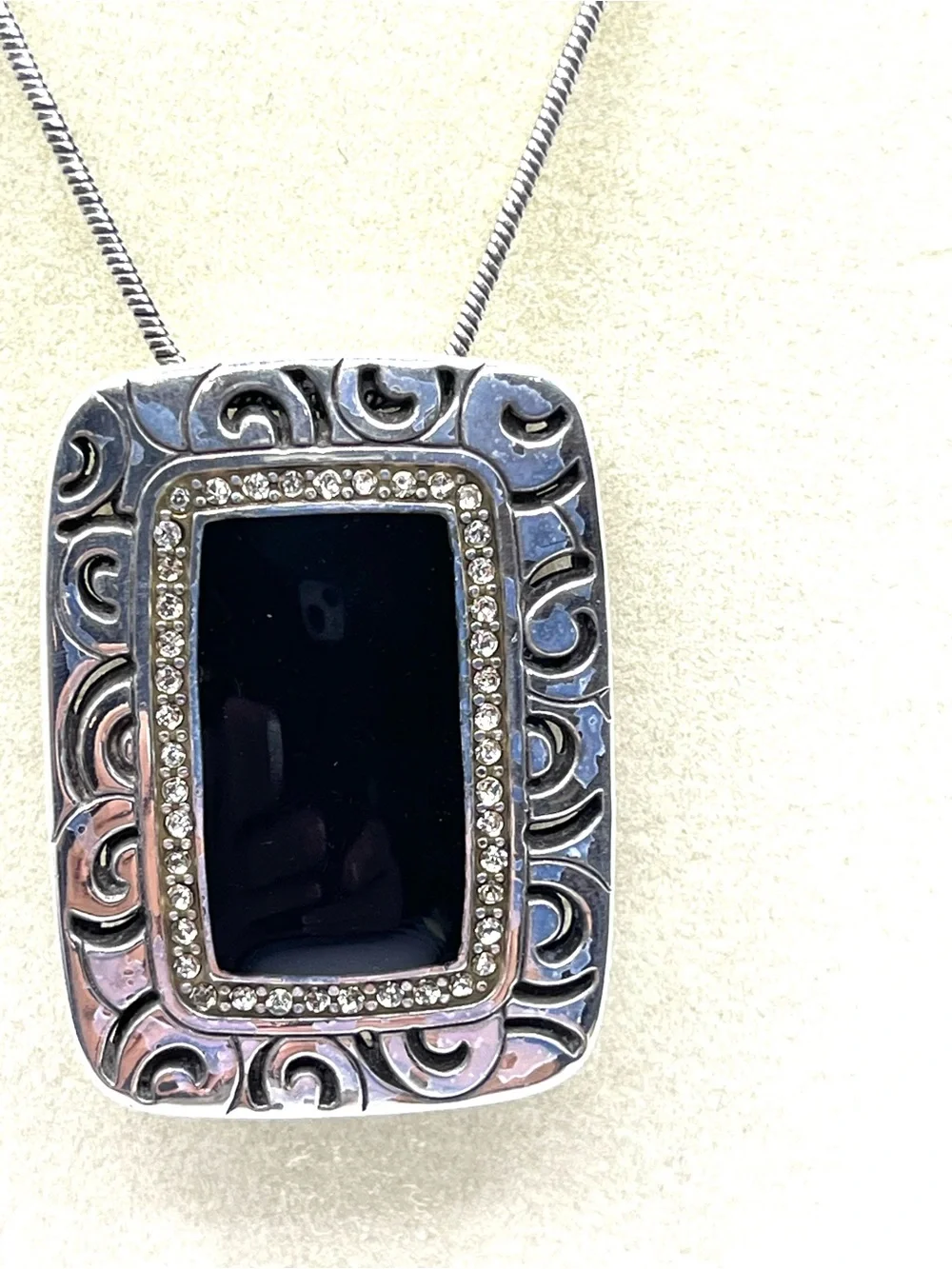 Brighton Rhythms Reversible Necklace Rectangle Pendant Black a